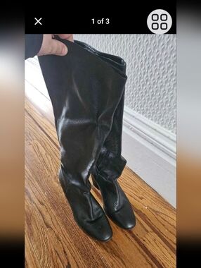 Dune London Black Knee-High Leather Boots